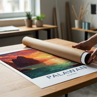Palawan Poster - Philippines Travel Art - Island bay sunset Home Decor