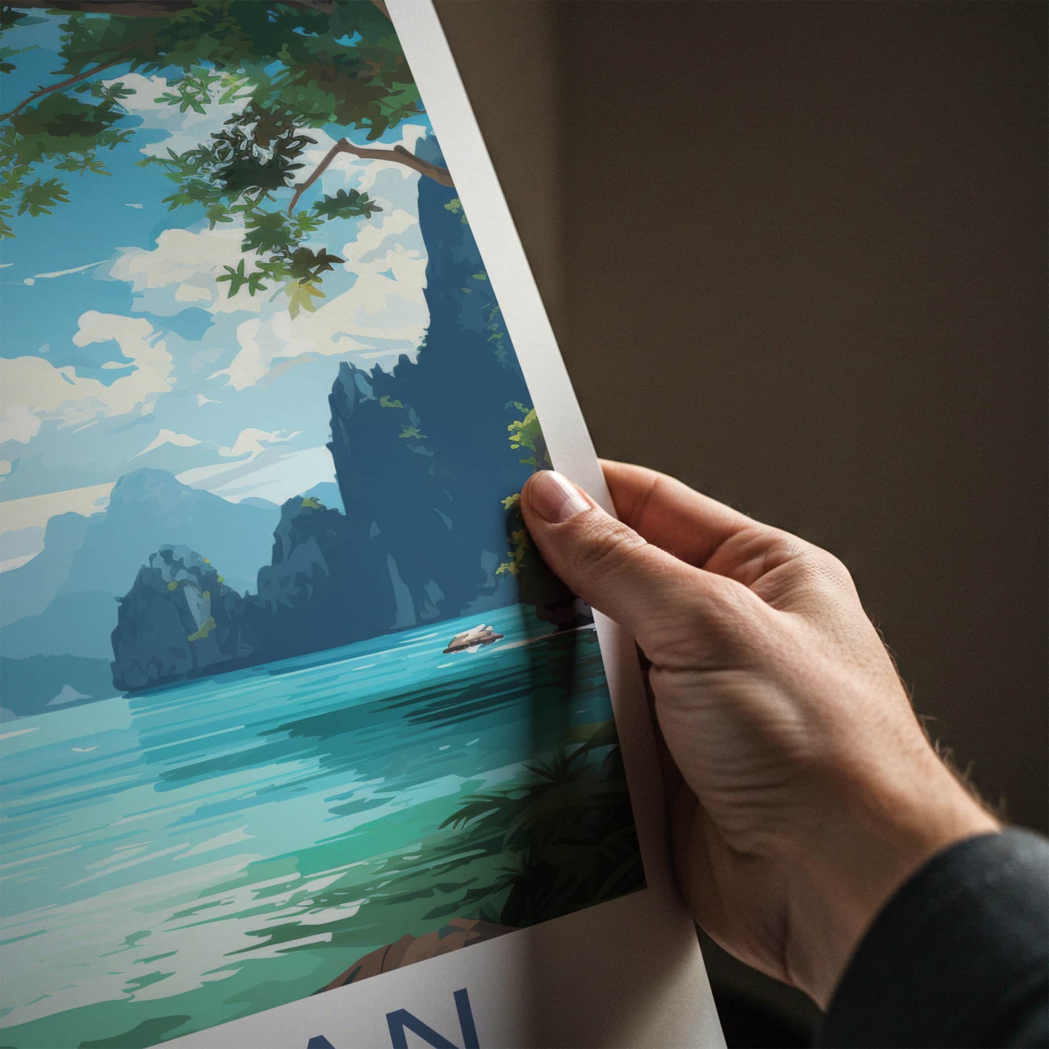 Palawan Poster - Philippines Travel Art - Rocky Ocean Cliffs Home Decor