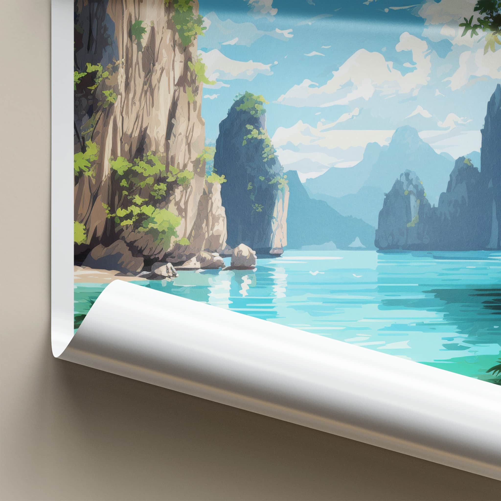 Palawan Poster - Philippines Travel Art - Rocky Ocean Cliffs Home Decor