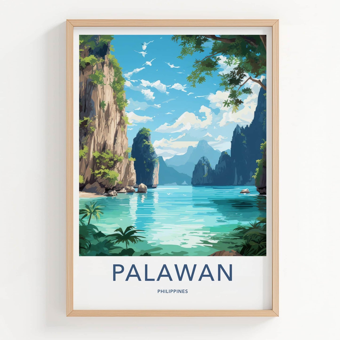 Palawan Poster - Philippines Travel Art - Rocky Ocean Cliffs Home Decor
