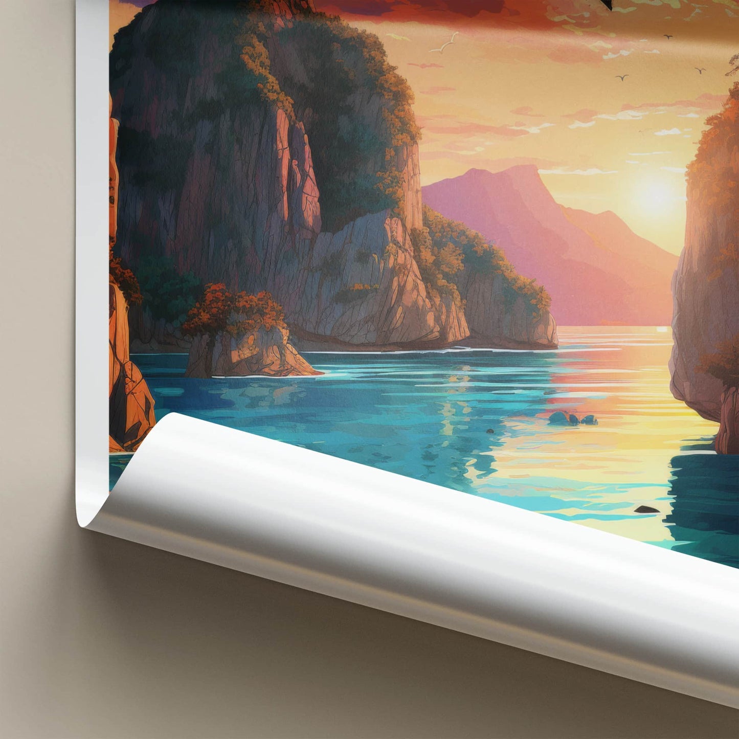 Palawan Poster - Philippines Travel Art - Tropical Bay Sunset Home Decor