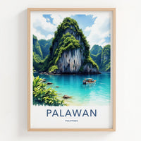 Palawan Poster - Philippines Travel Art - Tropical Karst Landscape Home Decor