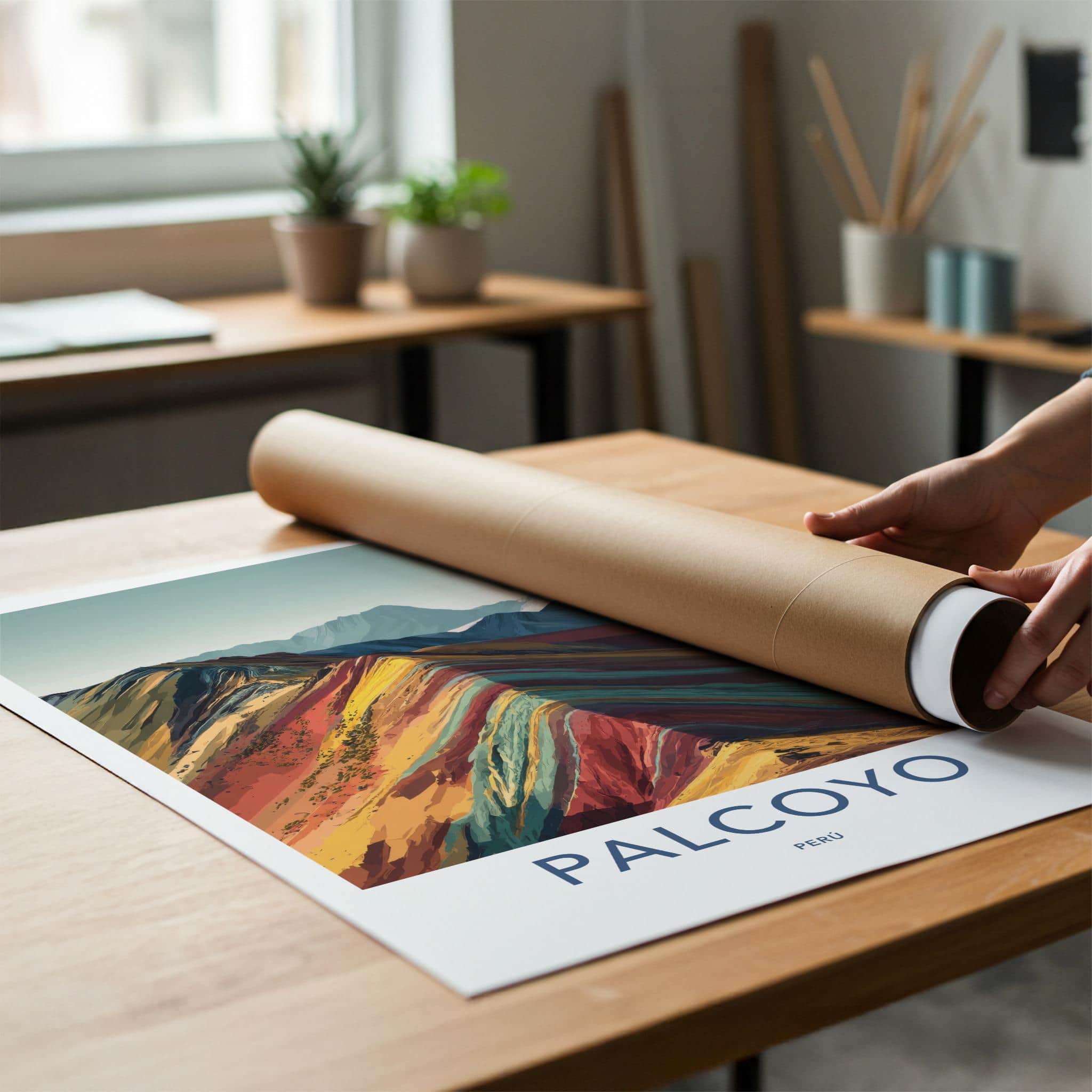 Palcoyo Poster - Peru Travel Print - Vibrant Mountain Layers Lounge Decor
