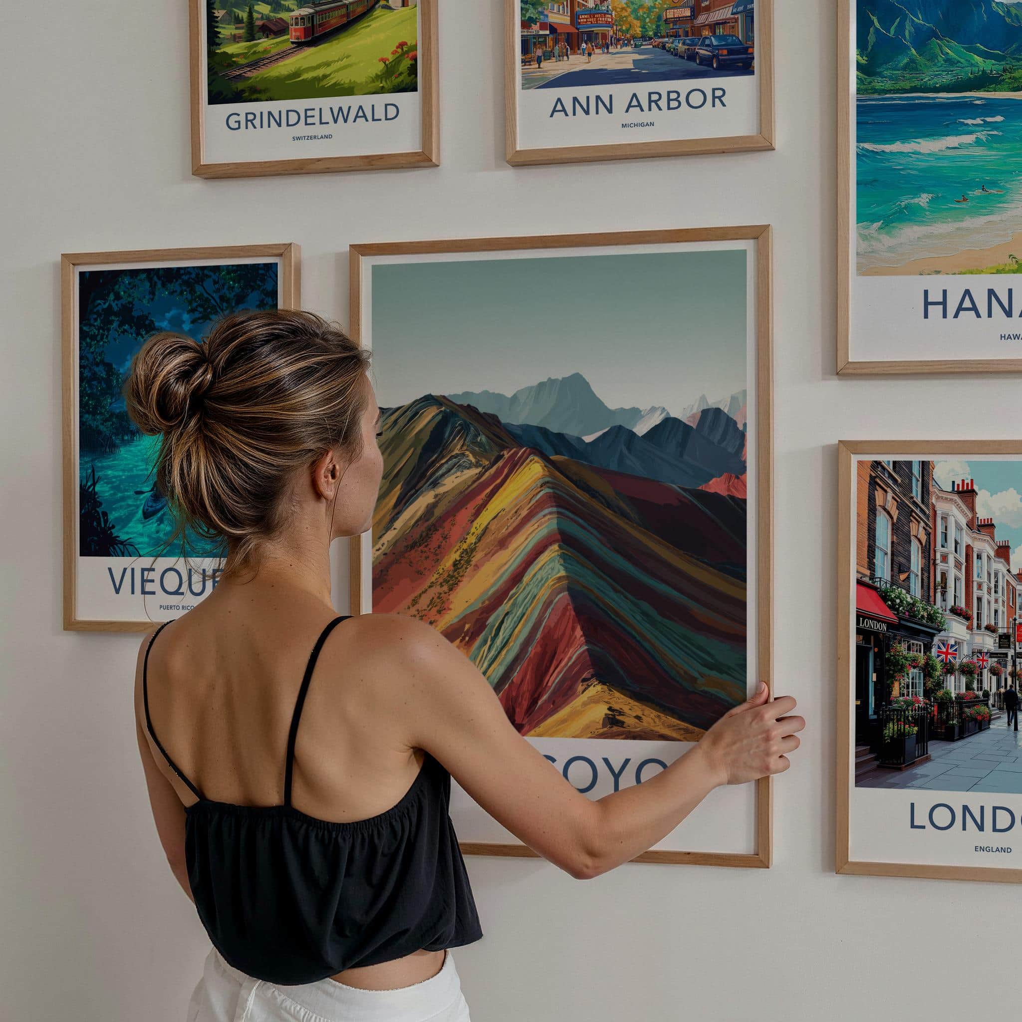 Palcoyo Poster - Peru Travel Print - Vibrant Mountain Layers Lounge Decor
