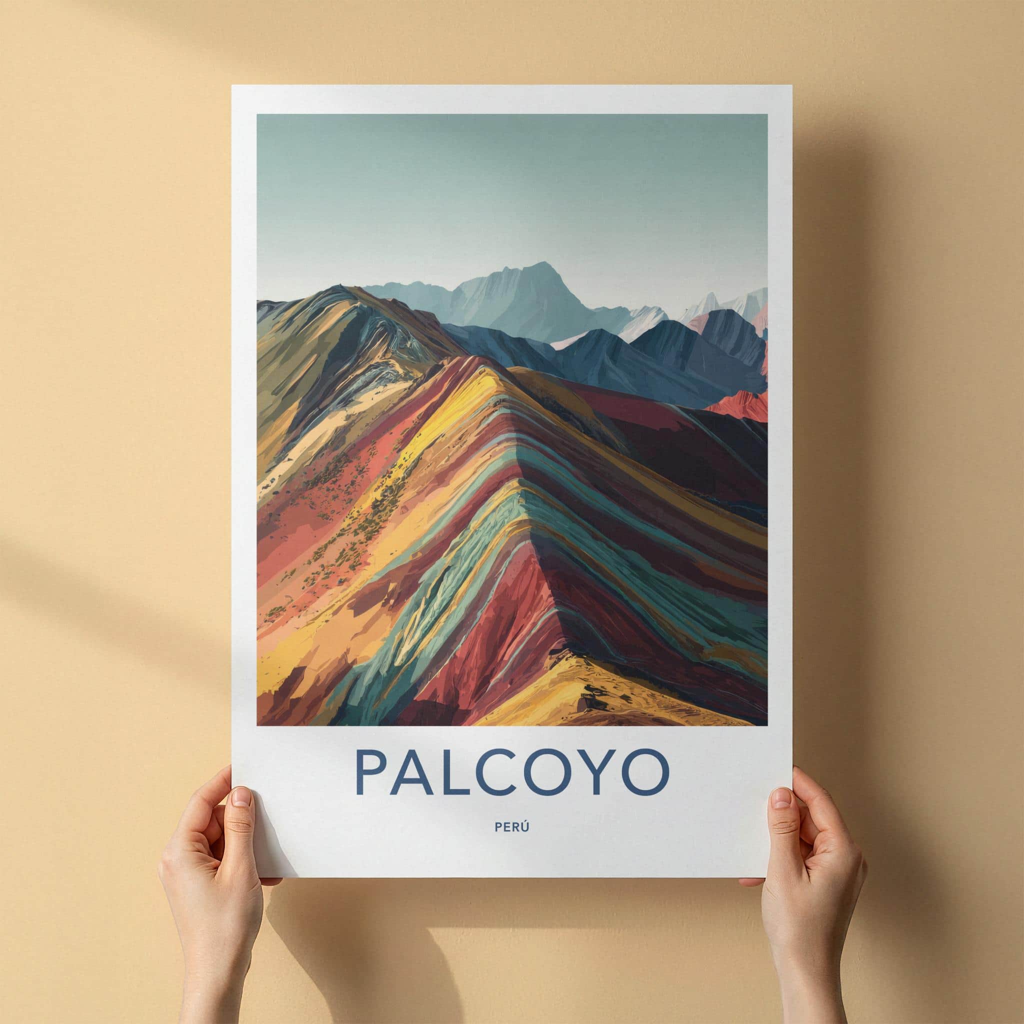 Palcoyo Poster - Peru Travel Print - Vibrant Mountain Layers Lounge Decor
