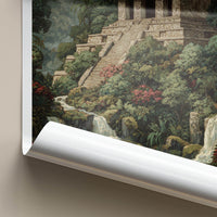 Palenque Poster - Mexico Travel Art - Mayan Temple Waterfalls Home Decor