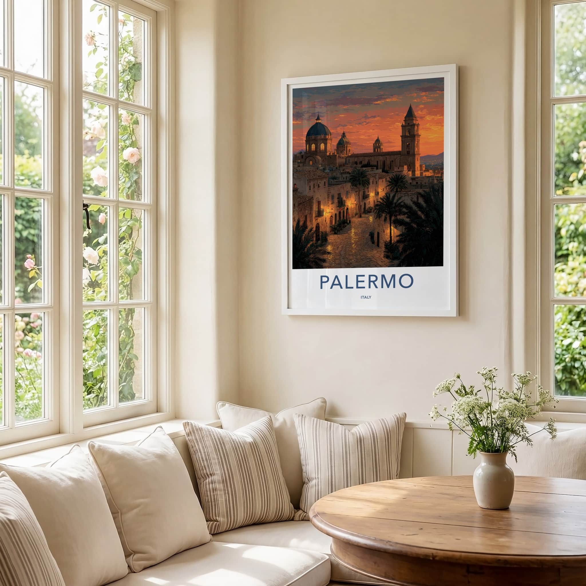 Palermo Poster - Italy Travel Art - Historic City Sunset Home Decor
