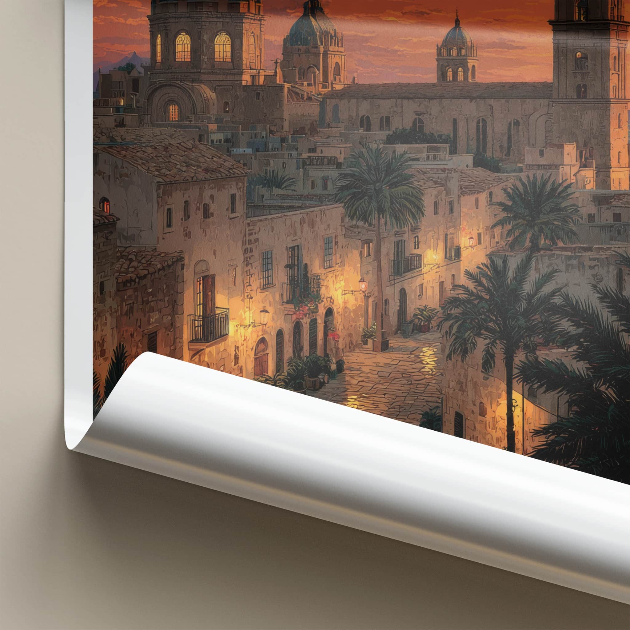Palermo Poster - Italy Travel Art - Historic City Sunset Home Decor