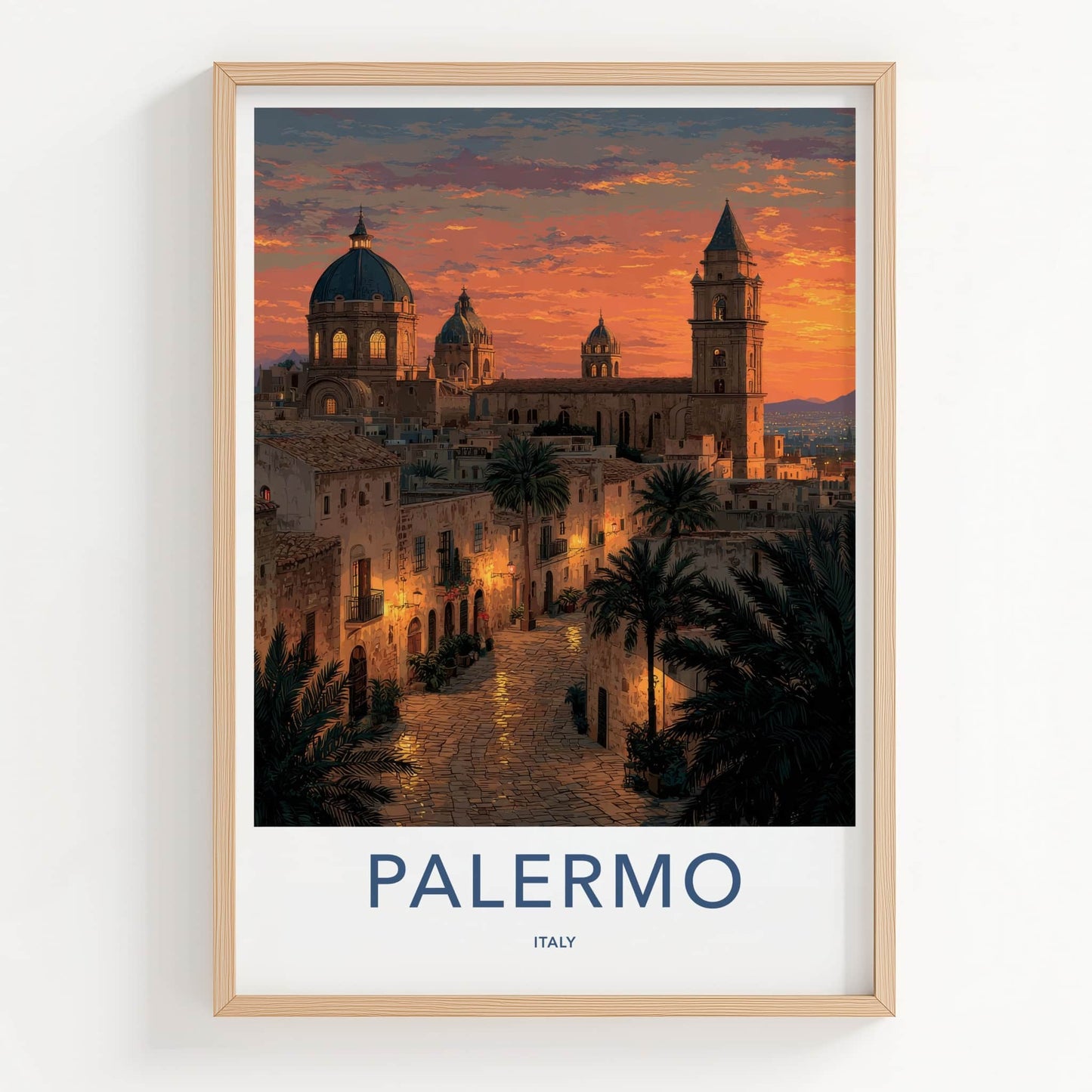 Palermo Poster - Italy Travel Art - Historic City Sunset Home Decor
