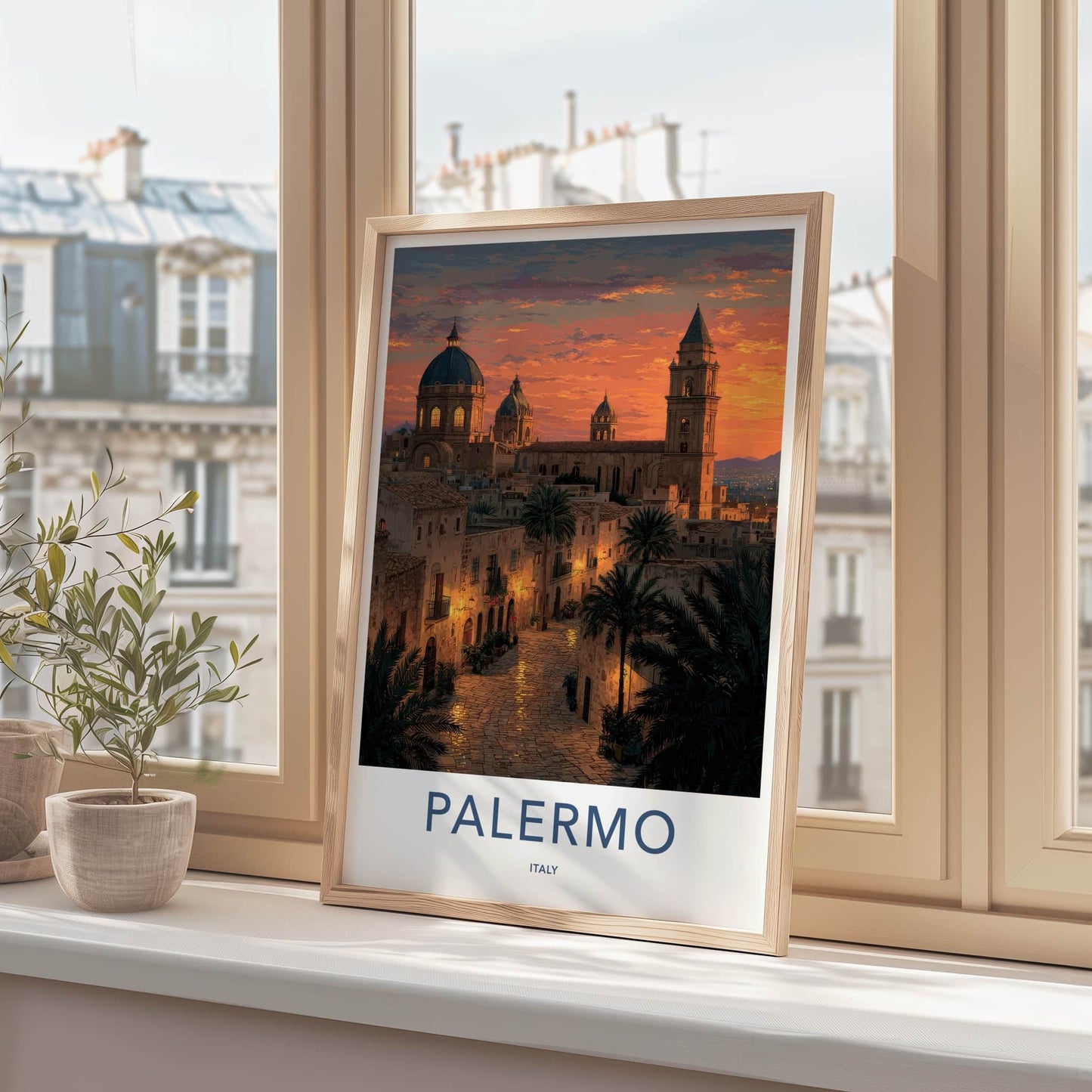 Palermo Poster - Italy Travel Art - Historic City Sunset Home Decor