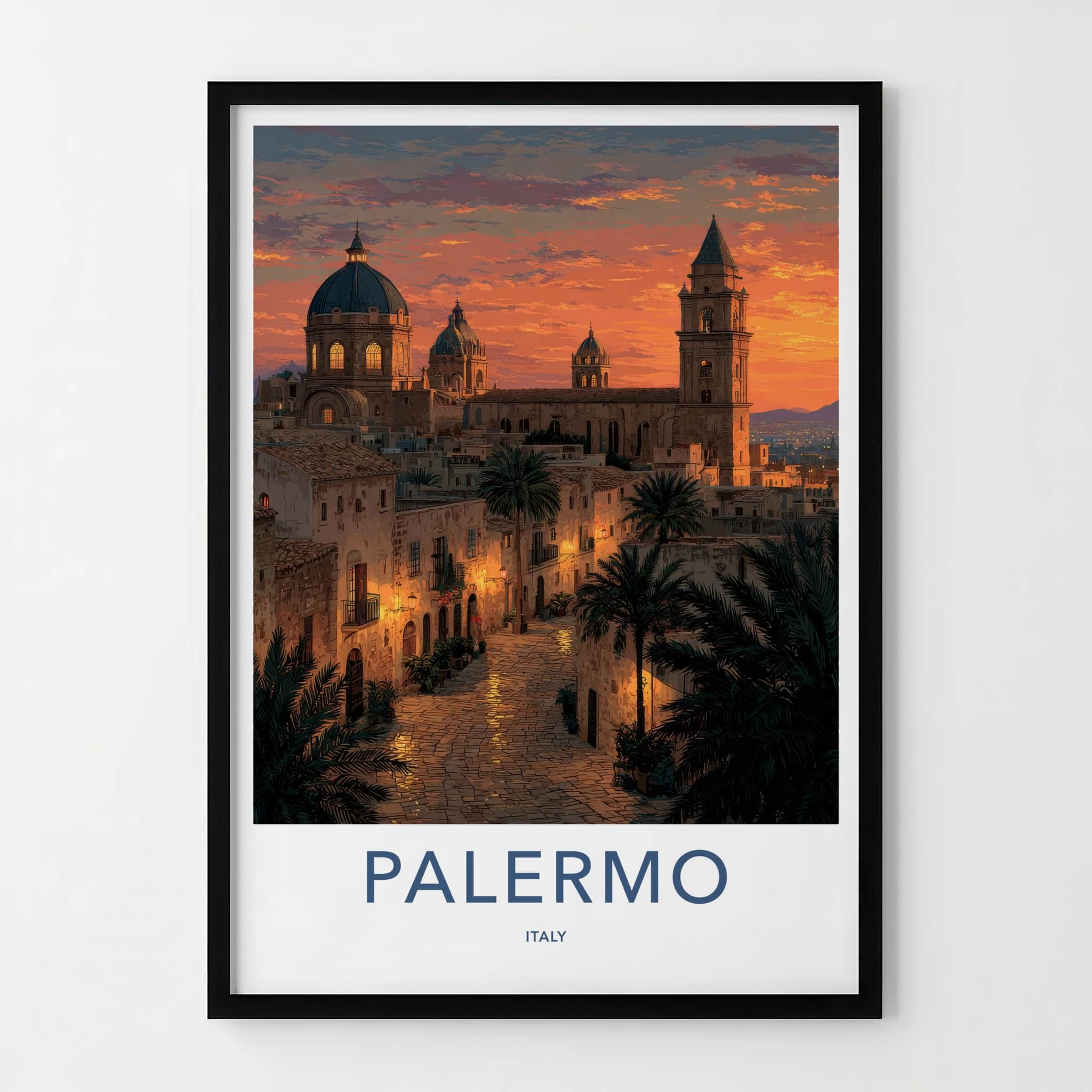 Palermo Poster - Italy Travel Art - Historic City Sunset Home Decor