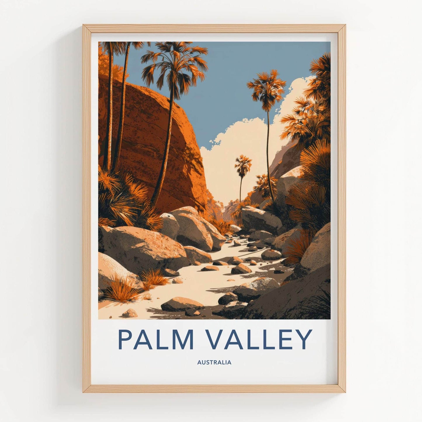 Palm Valley Poster - Australia Travel Art - Arid Canyon Scenery Wall Decor