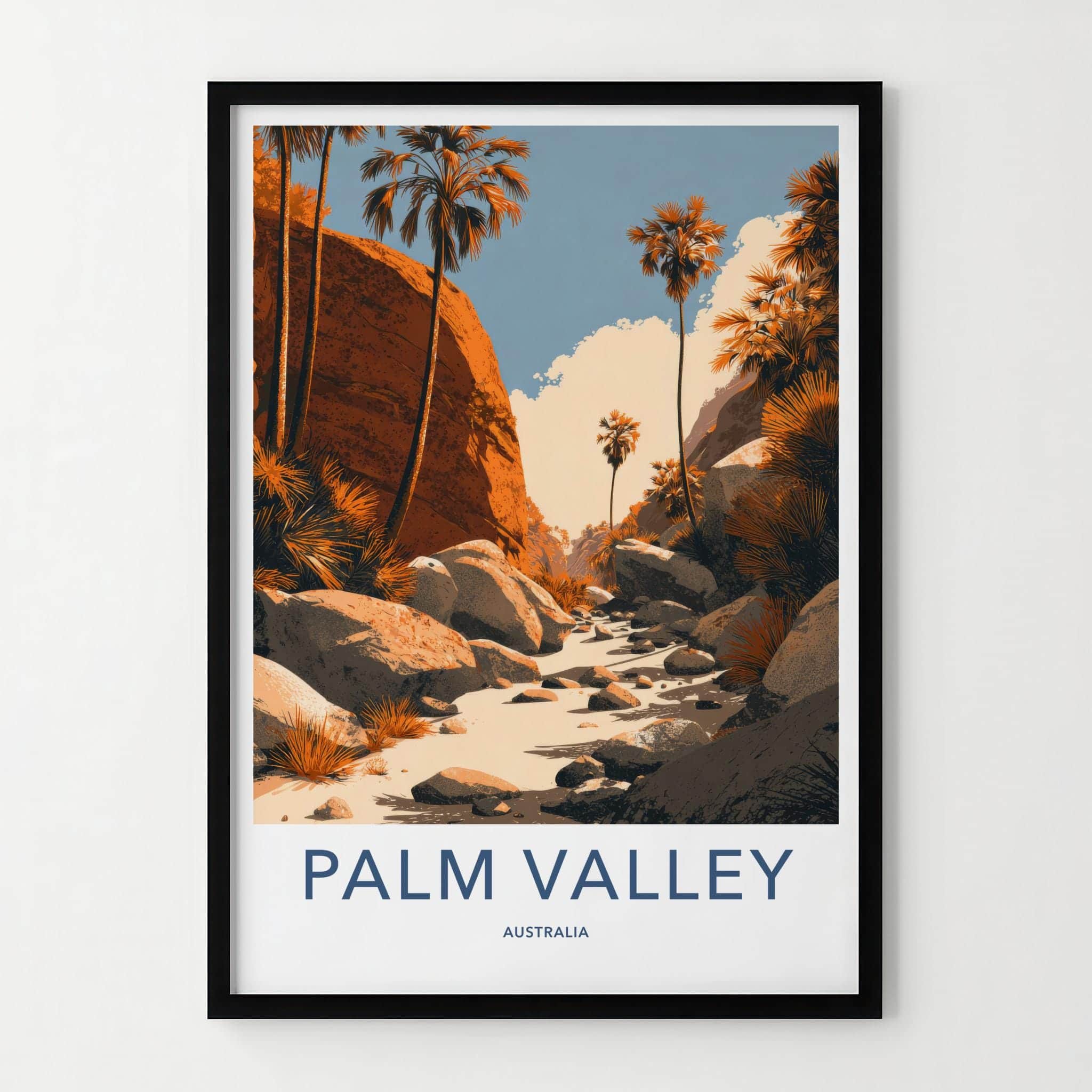 Palm Valley Poster - Australia Travel Art - Arid Canyon Scenery Wall Decor