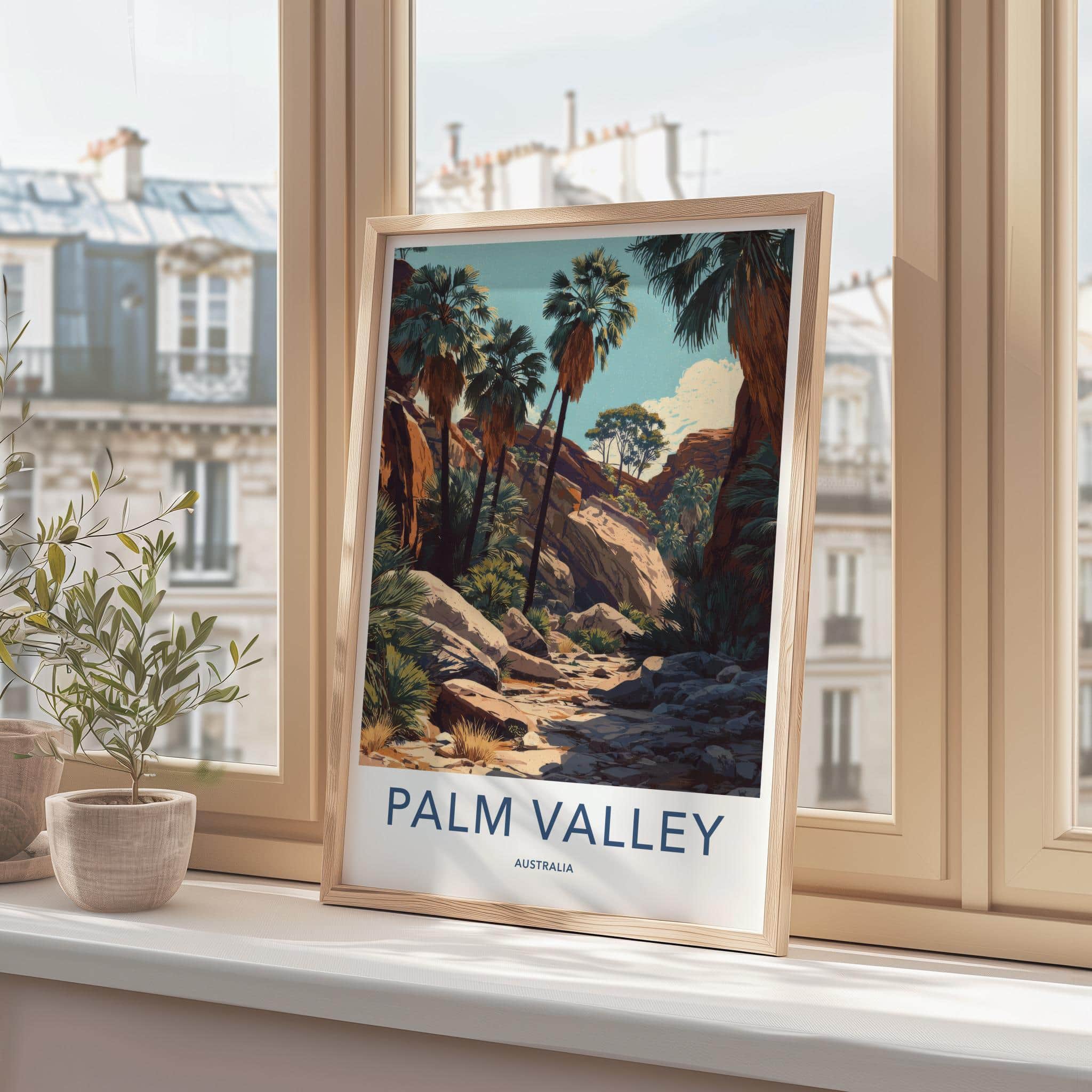 Palm Valley Poster - Australia Travel Art - Arid Palm Canyon Wall Decor