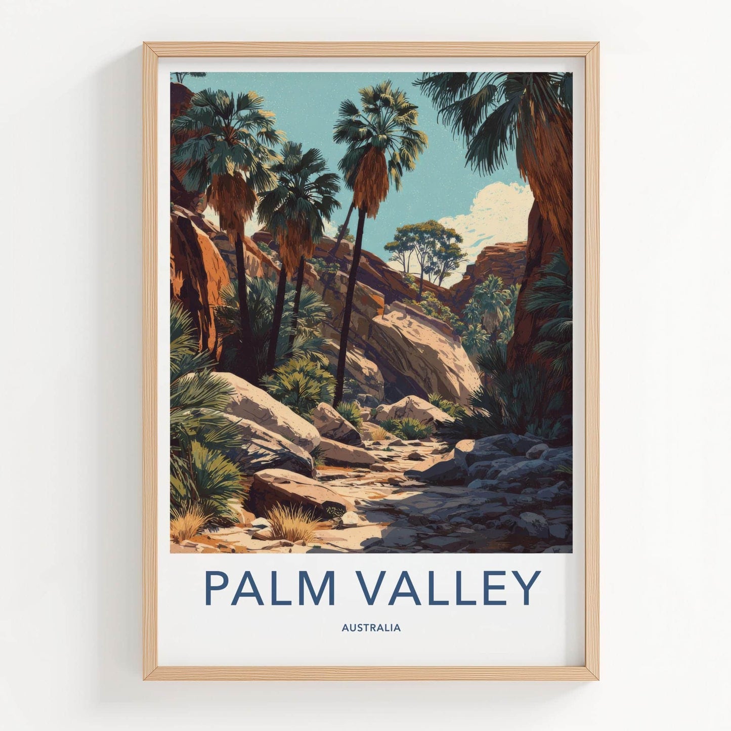 Palm Valley Poster - Australia Travel Art - Arid Palm Canyon Wall Decor