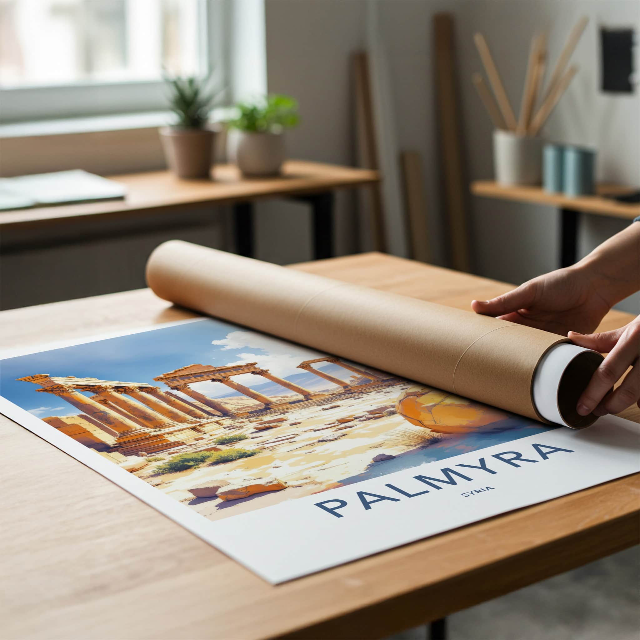 Palmyra Poster - Syria Travel Art - Ancient Roman Columns Home Decor