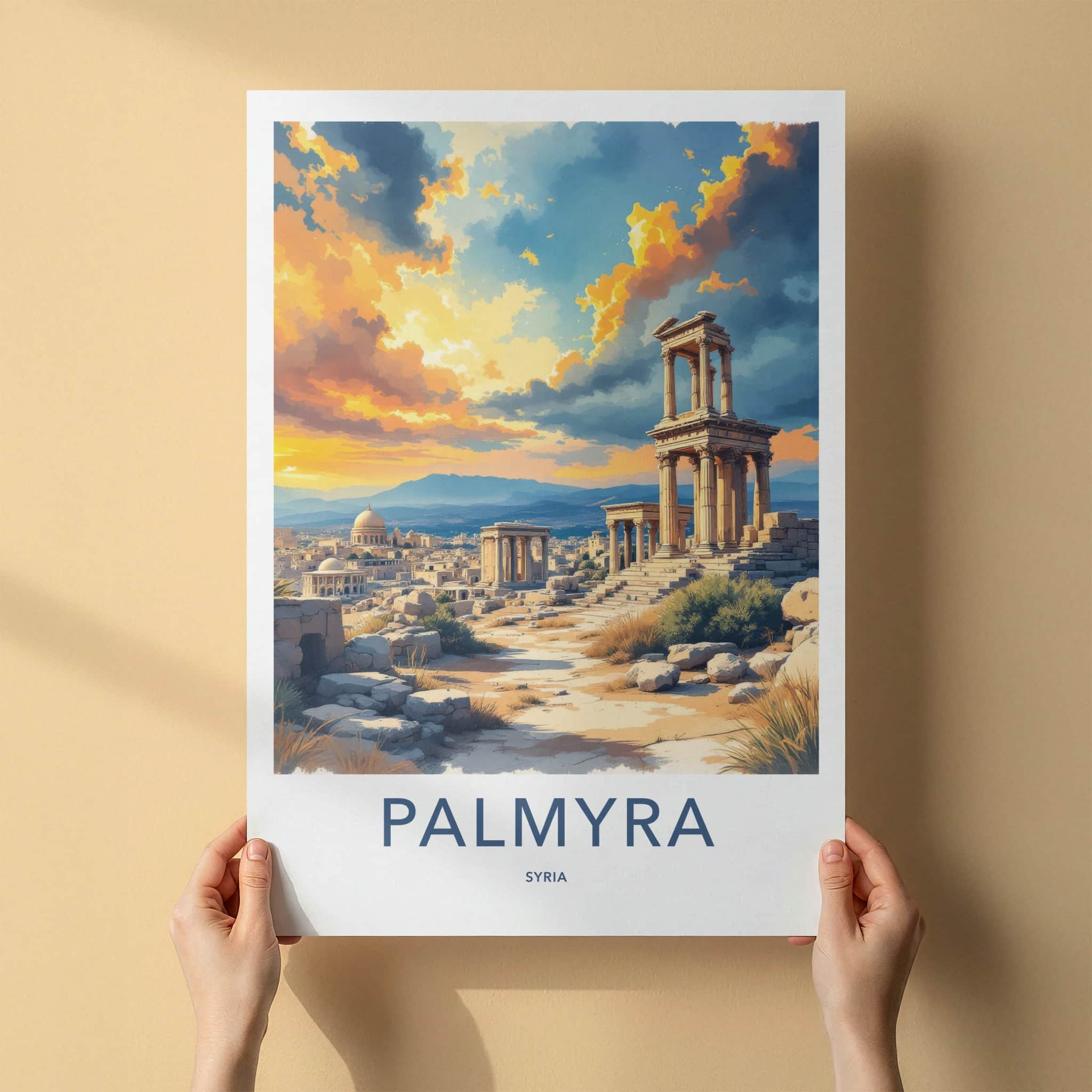 Palmyra Poster - Syria Travel Art - Ancient Ruin Columns Home Decor