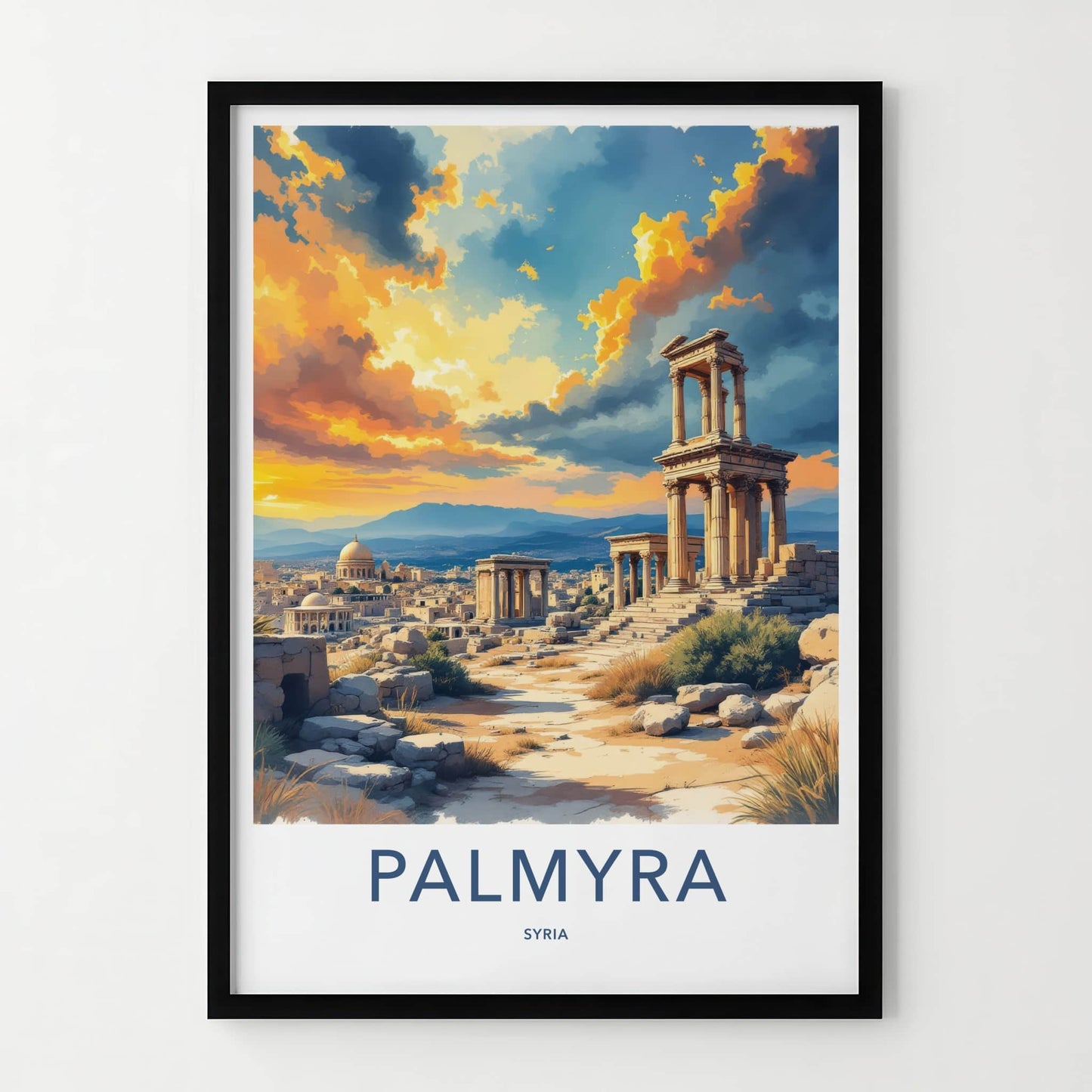 Palmyra Poster - Syria Travel Art - Ancient Ruin Columns Home Decor