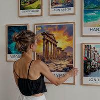 Palmyra Poster - Syria Travel Art - Sunset Ancient Columns Home Decor