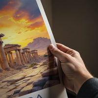 Palmyra Poster - Syria Travel Art - Sunset Ancient Columns Home Decor