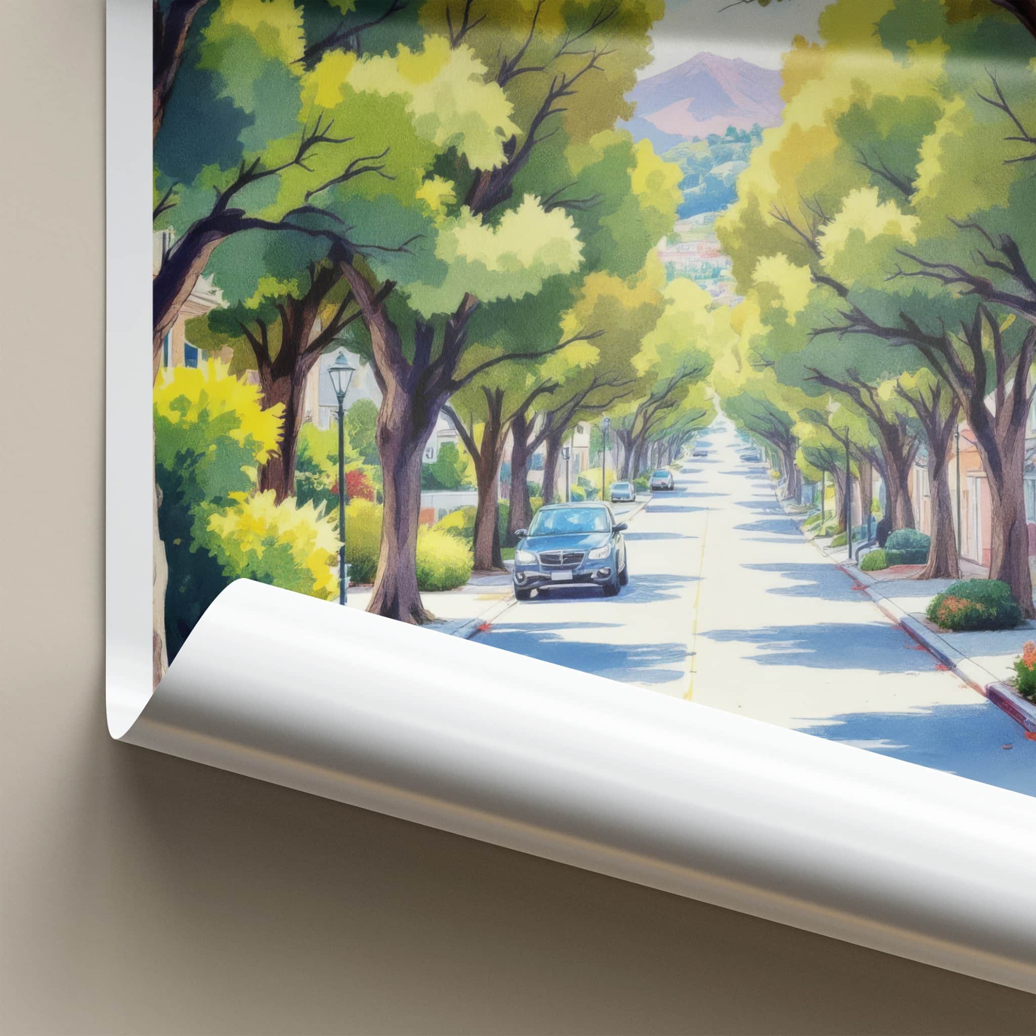 Palo Alto Poster - California Travel Art - Tree Lined Street Home Decor