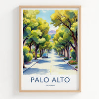 Palo Alto Poster - California Travel Art - Tree Lined Street Home Decor