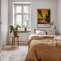 Palo Alto Poster - California Wall Art - Golden Palm Pathway Home Decor