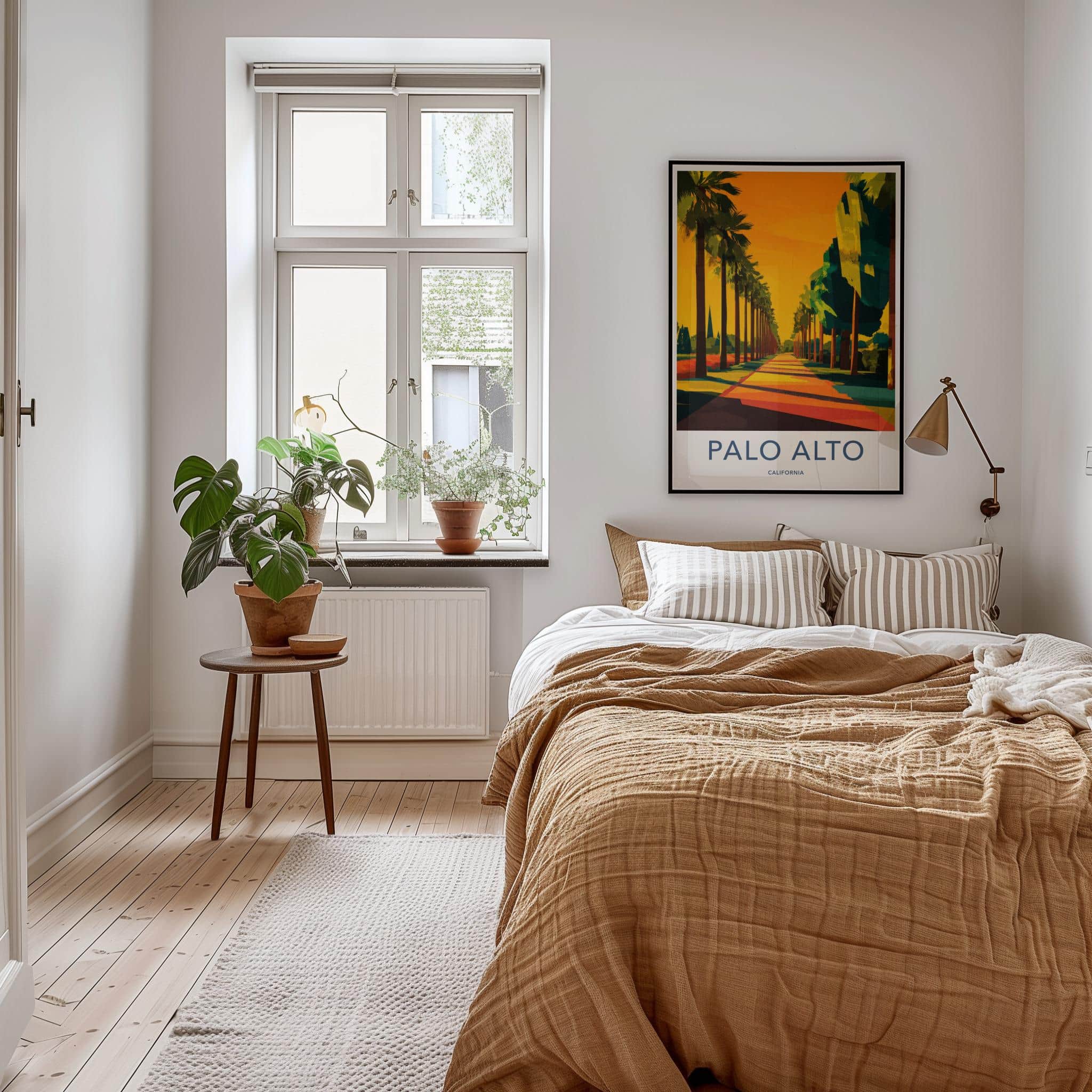 Palo Alto Poster - California Wall Art - Golden Palm Pathway Home Decor