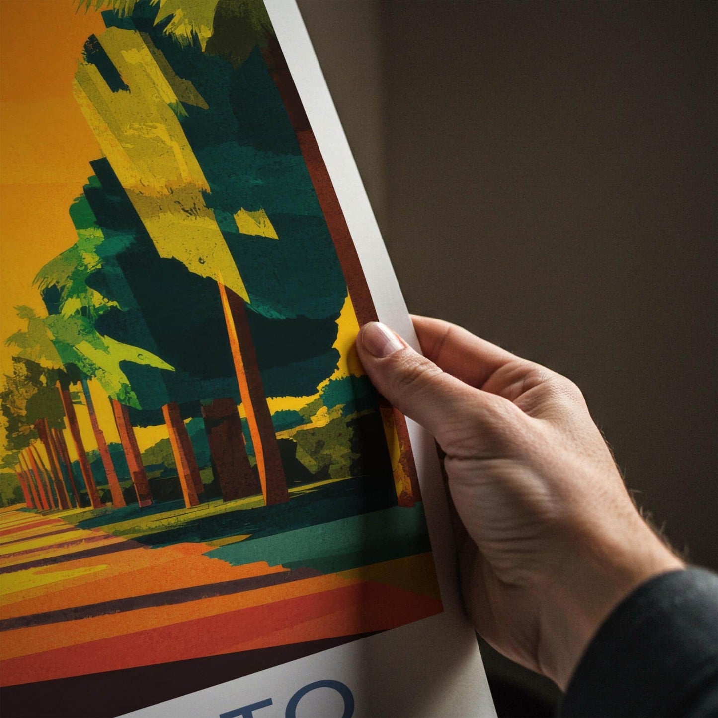 Palo Alto Poster - California Wall Art - Golden Palm Pathway Home Decor