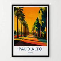 Palo Alto Poster - California Wall Art - Golden Palm Pathway Home Decor