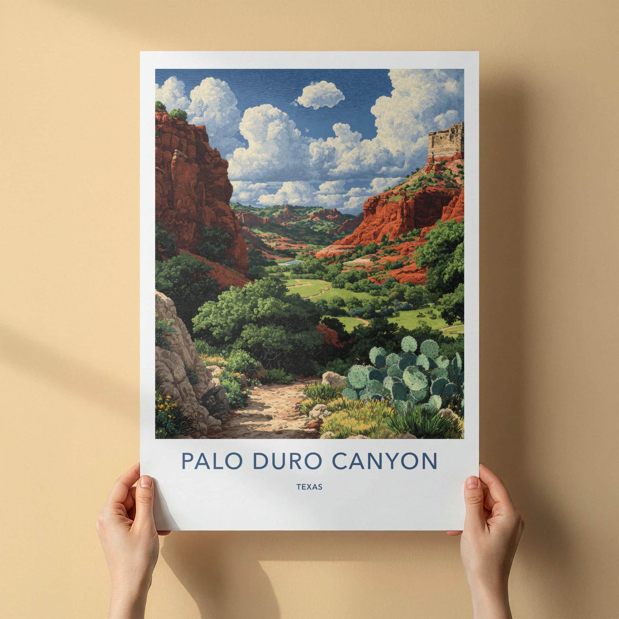 Palo Duro Canyon Poster - Texas Travel Art - Cactus Canyon Trail Home Decor
