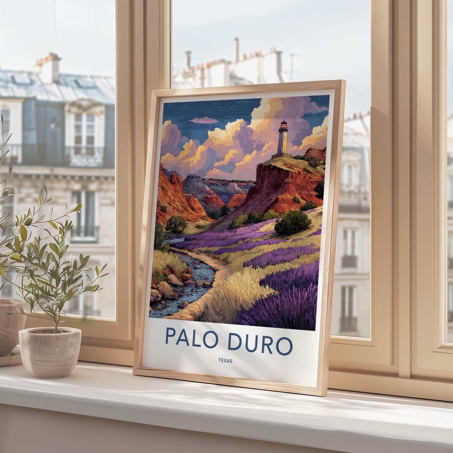 Palo Duro Poster - Texas Travel Art - Canyon Lighthouse Stream Home Decor