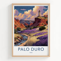 Palo Duro Poster - Texas Travel Art - Canyon Lighthouse Stream Home Decor