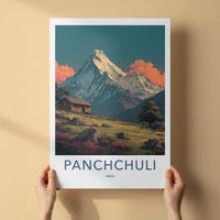 Panchchuli Poster - India Travel Art - Uttarakhand Rustic Cabin Home Decor