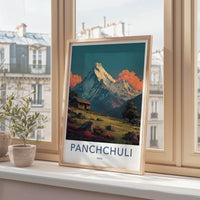 Panchchuli Poster - India Travel Art - Uttarakhand Rustic Cabin Home Decor