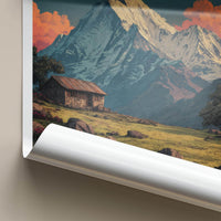 Panchchuli Poster - India Travel Art - Uttarakhand Rustic Cabin Home Decor