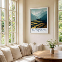 Pangboche Poster - Nepal Travel Art - Golden Mountain Terraces Home Decor