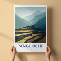 Pangboche Poster - Nepal Travel Art - Golden Mountain Terraces Home Decor
