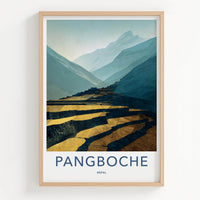Pangboche Poster - Nepal Travel Art - Golden Mountain Terraces Home Decor
