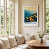 Pangboche Poster - Nepal Travel Art - Golden Terraced Fields Home Decor