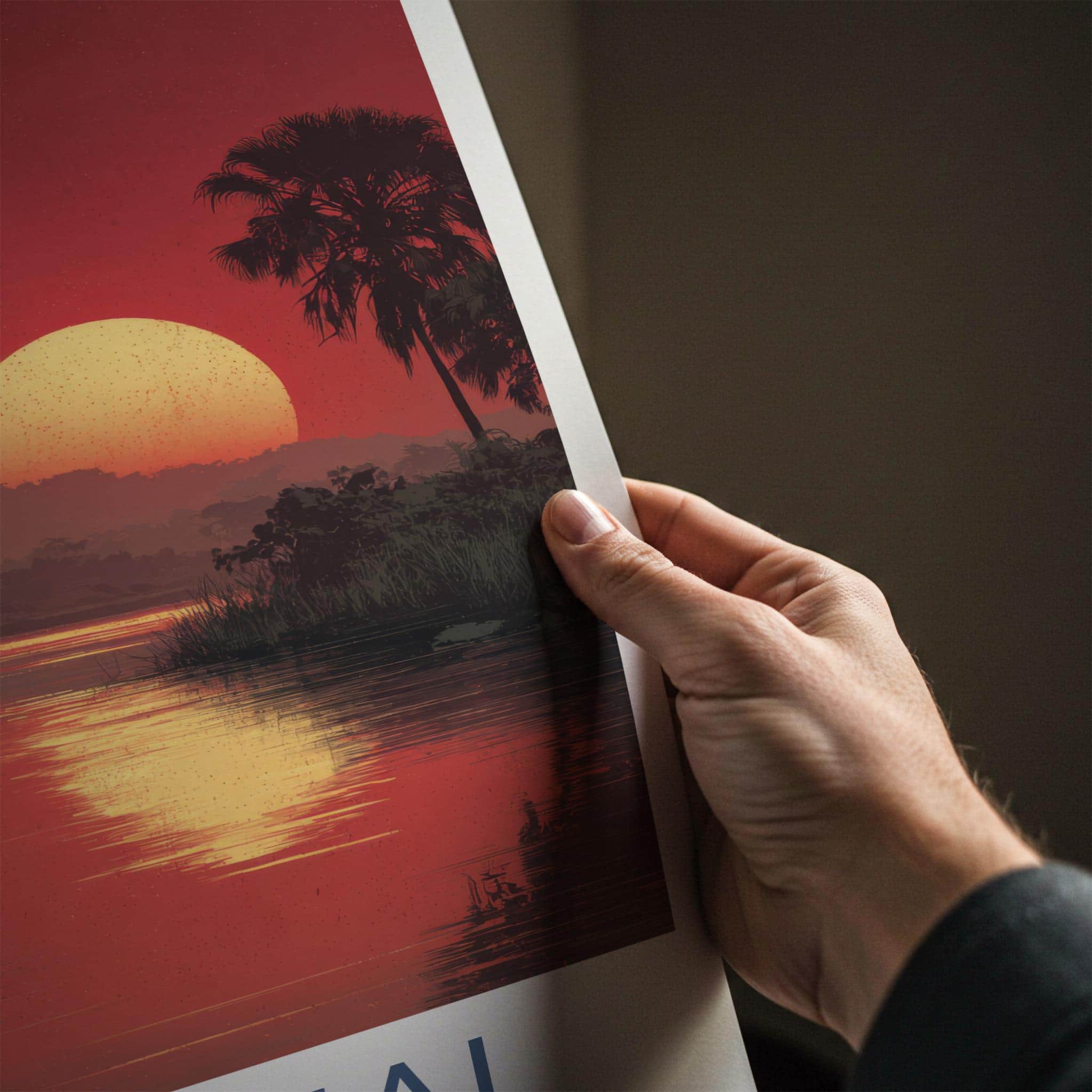 Pantanal Poster - Brazil Travel Art - Panther Red Sunset Home Decor