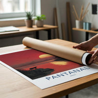Pantanal Poster - Brazil Travel Art - Panther Red Sunset Home Decor