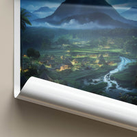 Papua Poster - Indonesia Wall Art - Moonlit Village River Home Decor