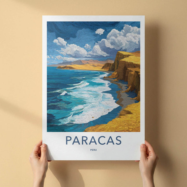 Paracas Poster - Peru Framed Print - Ocean Waves Cliffs Gallery Art