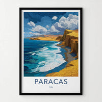 Paracas Poster - Peru Framed Print - Ocean Waves Cliffs Gallery Art
