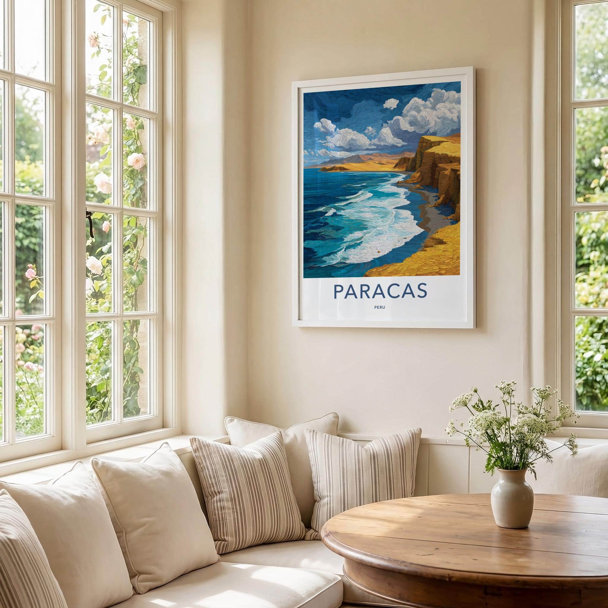 Paracas Poster - Peru Framed Print - Ocean Waves Cliffs Gallery Art