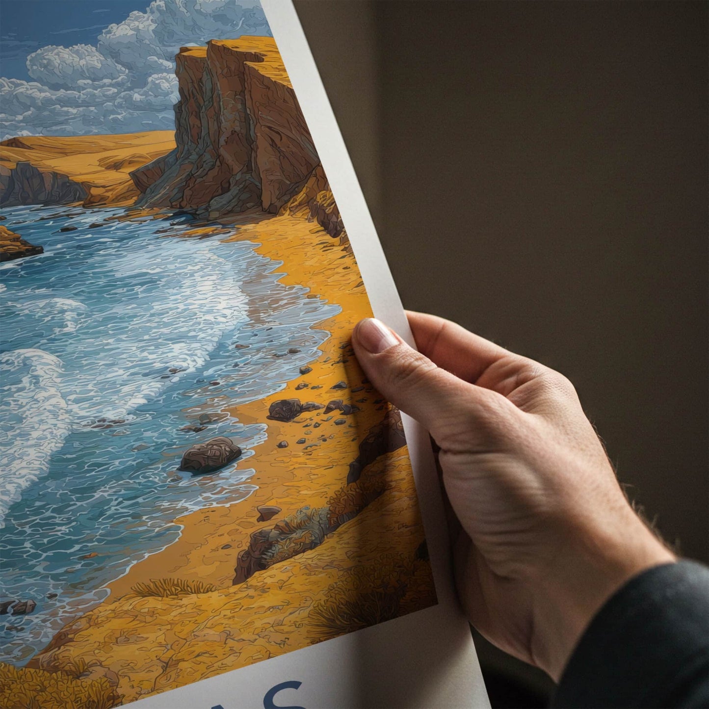 Paracas Poster - Peru Travel Art - Coastal Cliffs Ocean Wall Decor