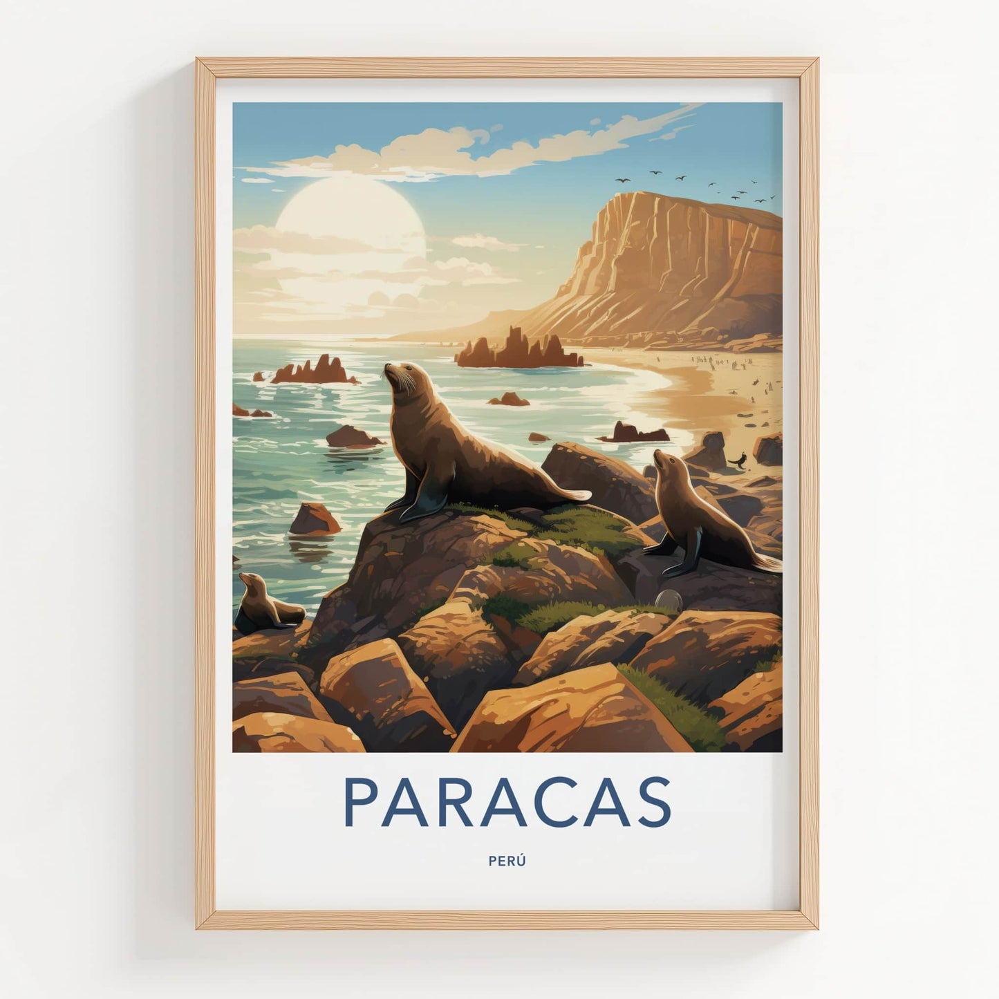 Paracas Poster - Peru Travel Art - Coastal Cliffs Seals Home Decor