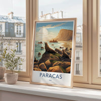 Paracas Poster - Peru Travel Art - Coastal Cliffs Seals Home Decor