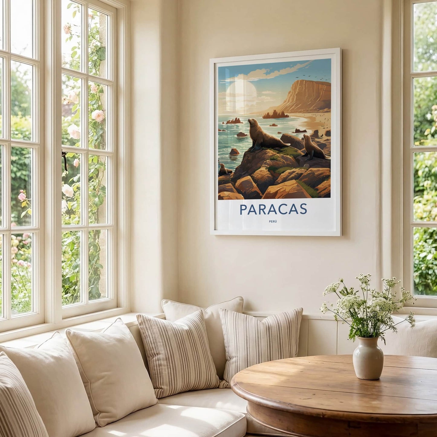 Paracas Poster - Peru Travel Art - Coastal Cliffs Seals Home Decor
